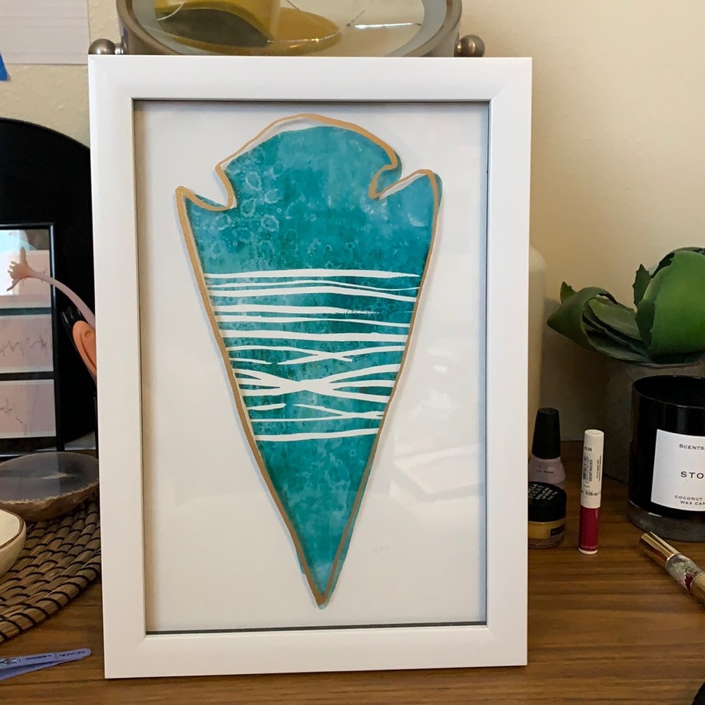 Turquoise/gold art decor hanging sign